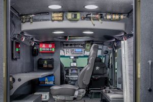 An interior of an armored vehicle with Tac-Tote's magnetic products installed.