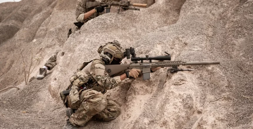 Strategic positioning of military under cover.