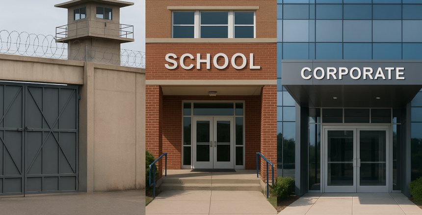 Three examples of where Tac-Tote products can enhance defensive positions such as schools, corporations, and legal facilities.